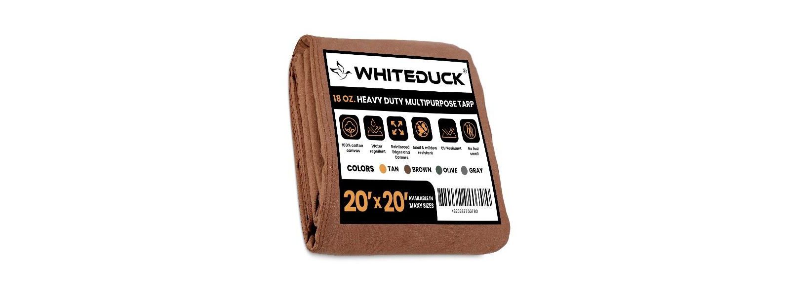 White Duck Outdoors 18 oz. Canvas Tarp 20x20 Brown