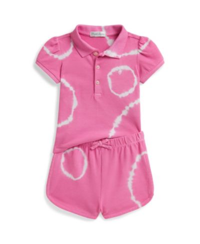 Детский комплект Polo Ralph Lauren Baby Girls' Tie-Dye Stretch Mesh Polo Shirt and Shorts, 2-Piece Set