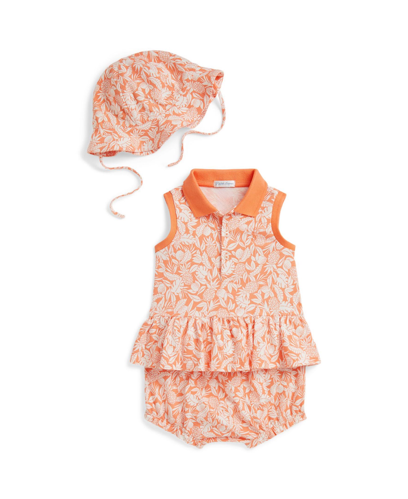 Polo Ralph Lauren Baby Girls' Mesh Sleeveless Polo Shirt, Bloomer and Hat, 3-Piece Set