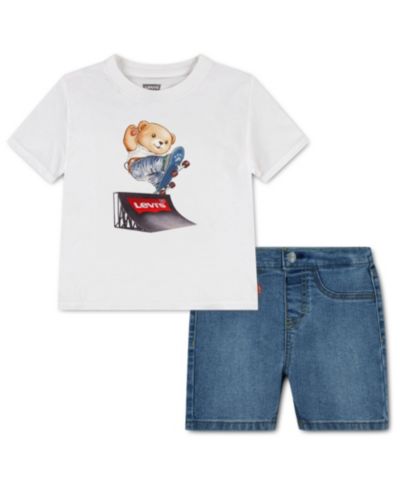 Levi's Baby Boys' Skater T-Shirt and Denim Shorts, 2-Piece Set