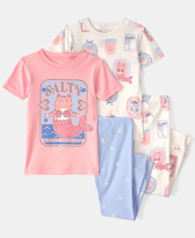Carter's Детские Mermaid Cat Print Top и Pajama Pants, 4-Piece Set