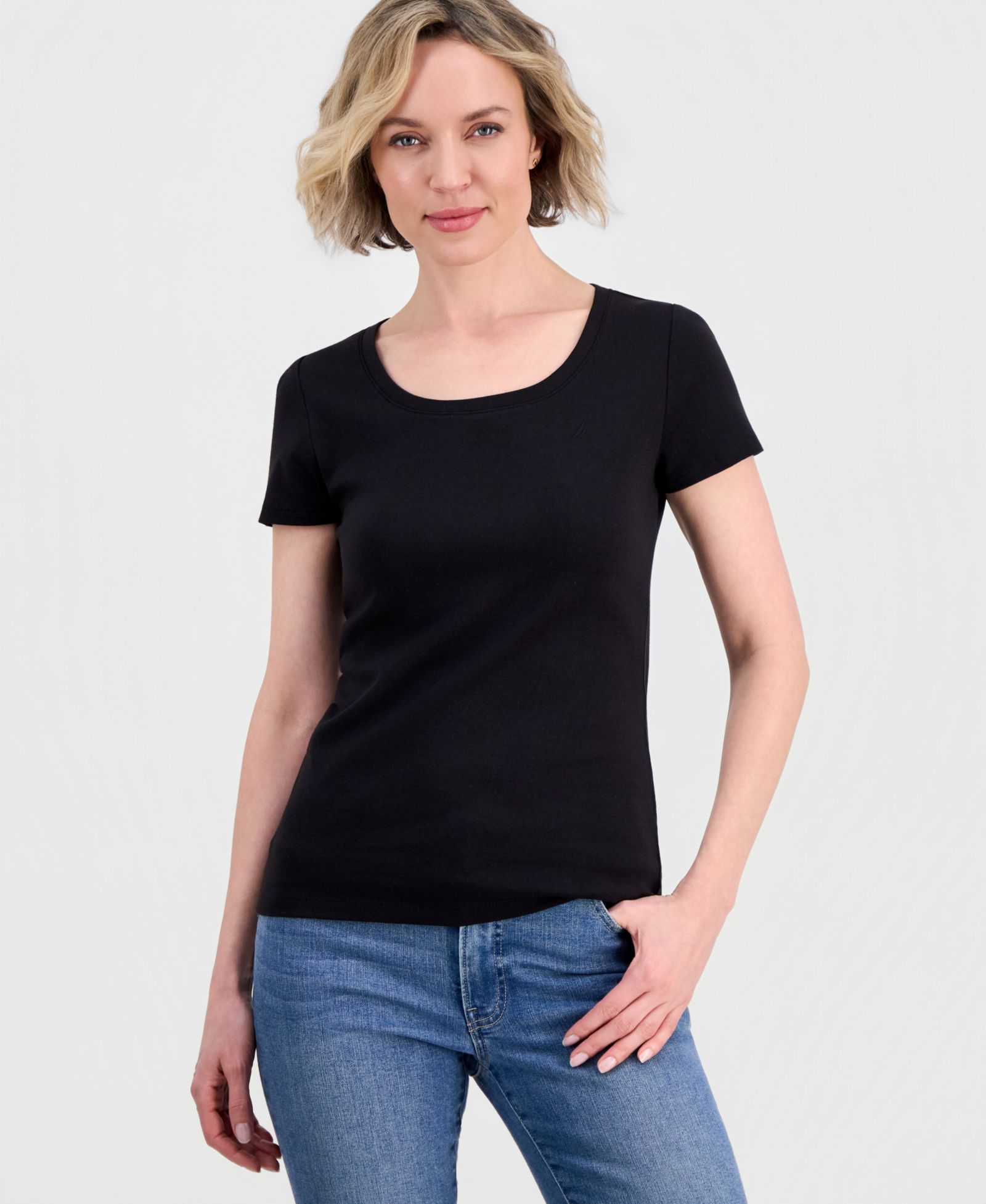 Nautica Women's Cotton Short-Sleeve Scoop-Neck Tee