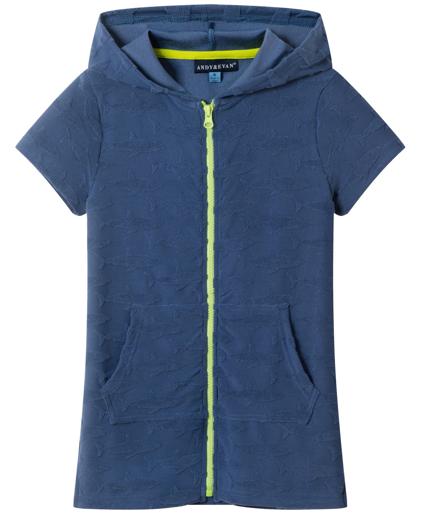 Andy & Evan Boys' 2T-5 Zip-Front Hooded Swim Cover-Up