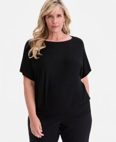 JM Collection Plus Size Banded-Bottom T-Shirt, Macy's Exclusive