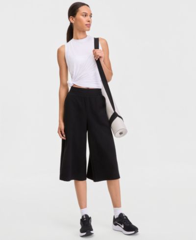ID Ideology Women's Ribbed Wide-Leg Cropped Pull-On Pants, Macy's Exclusive