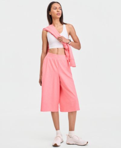 ID Ideology Women's Ribbed Wide-Leg Cropped Pull-On Pants, Macy's Exclusive