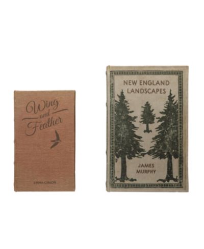 Storied Home Set of 2 New England Landscapes MDF & Canvas Book Storage Boxes