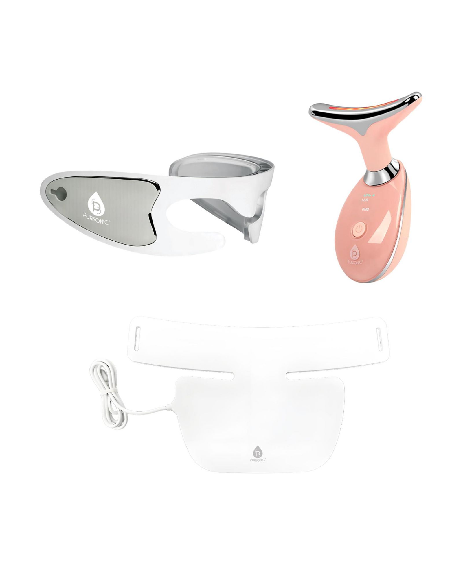 PURSONIC Total LED Light Therapy System: Eye Mask, Multi-Function Device & Neck Plate