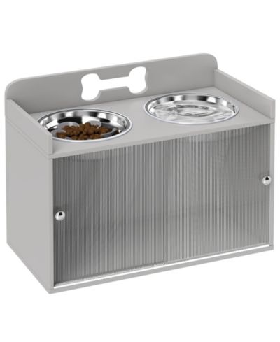 PawHut Elevated Dog Bowls with Storage, Raised Bowl Sd with Food Dishes