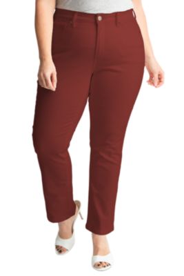 SLINK Jeans Women's High Rise Straight in 28" Inseam - Burgundy.
