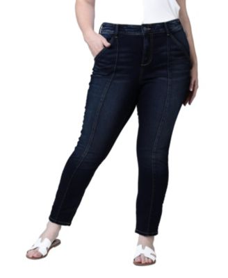 SLINK Jeans Women's High-Rise Pintuck Ankle Skinny Jeans with 28" Inseam