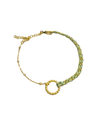 Spero London Sterling Silver Rope Braided Beaded Chain Bracelet