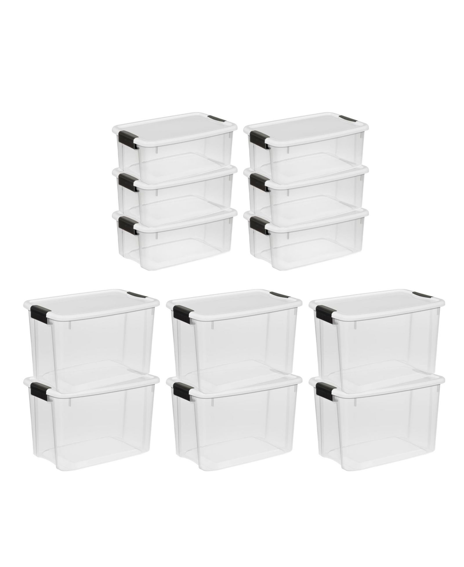 Sterilite 6-Pack 30 Qt and 6-Pack 18 Qt Clear Plastic Stackable Storage Bins with Lids