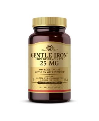 Solgar Gentle Iron (Iron Bisglycinate), 180 вегетарианских капсул