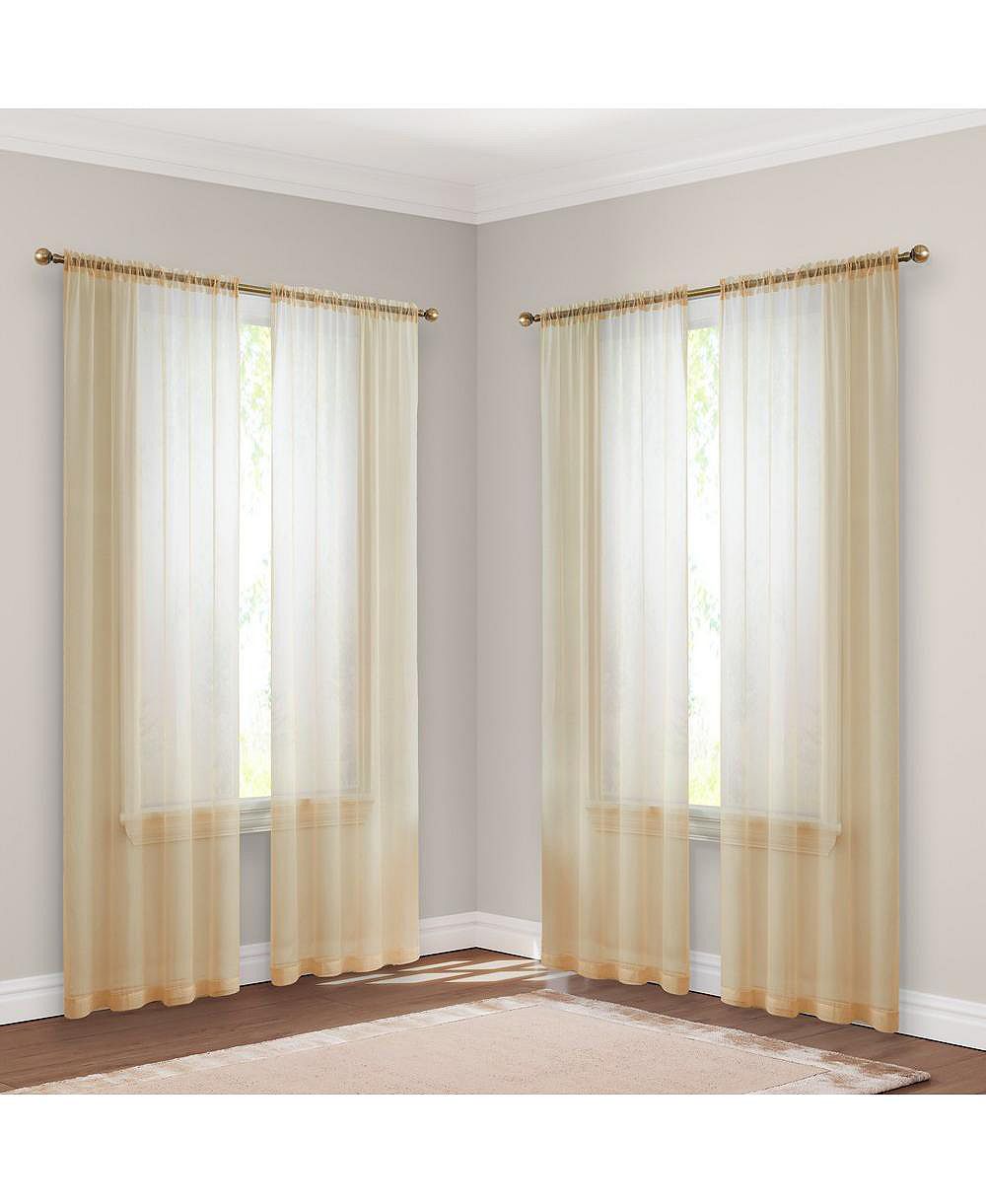 HLC.me Essentials Sheer Voile Window Treatment Rod Pocket Curtain Panels - Set Of 4