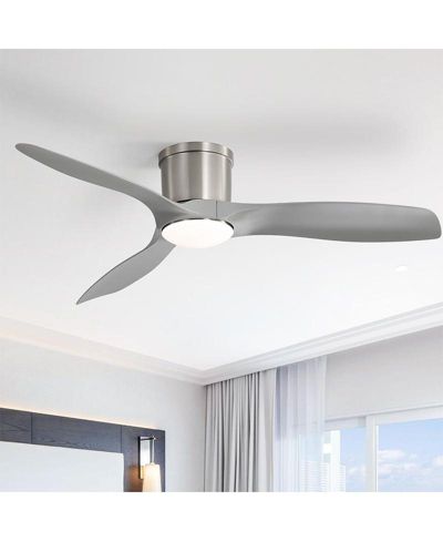 Sofucor 52-inch Modern Minimalist Sand Nickel 3-Blade Flush Mount with Remote Control,Supporting Mobile Device Connection and Voice Function
