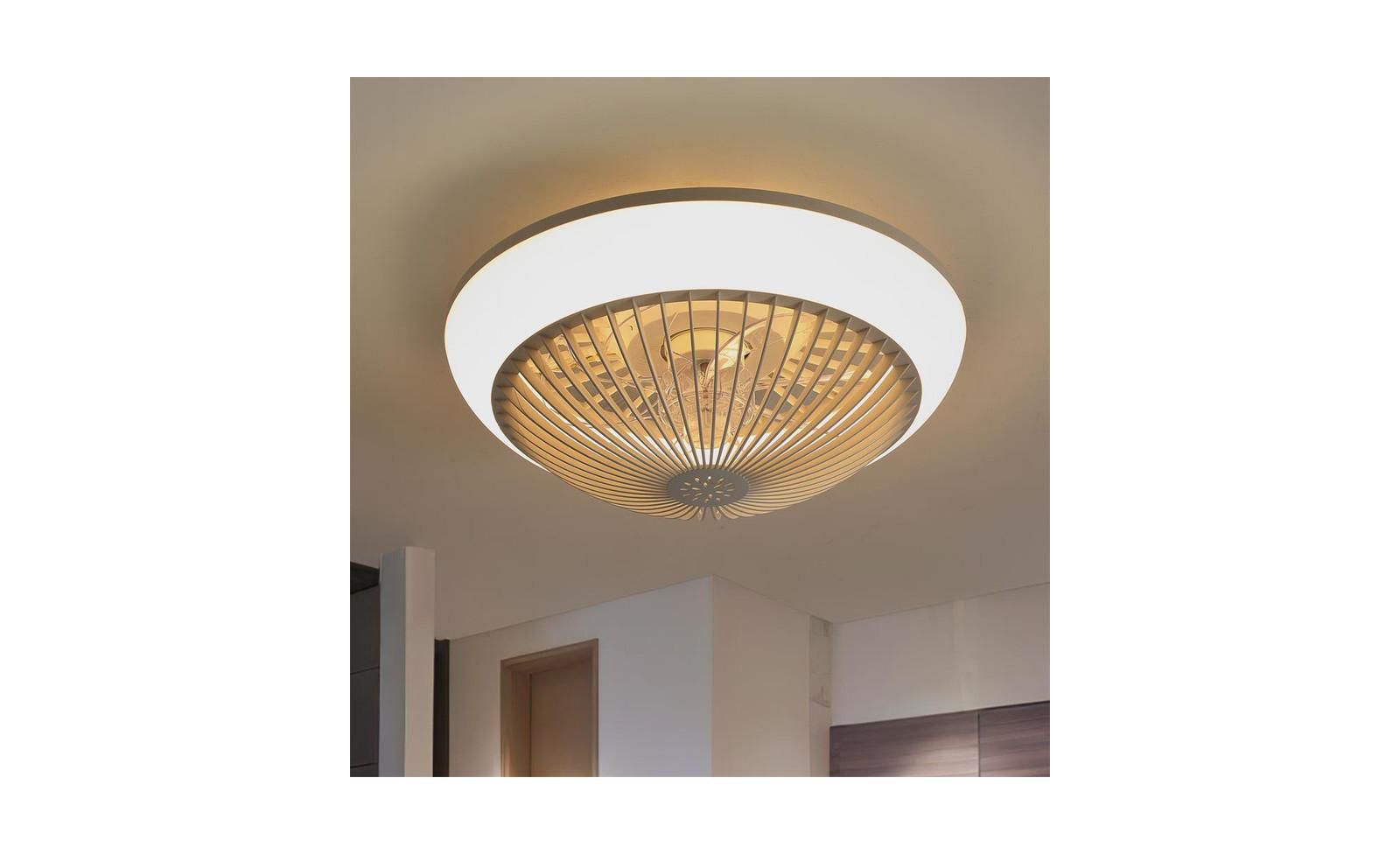 Sofucor 15-inch Modern 7-Blade RGB Colorful Ceiling Fan Light with Six Speed Remote Control and Forward Reverse Function