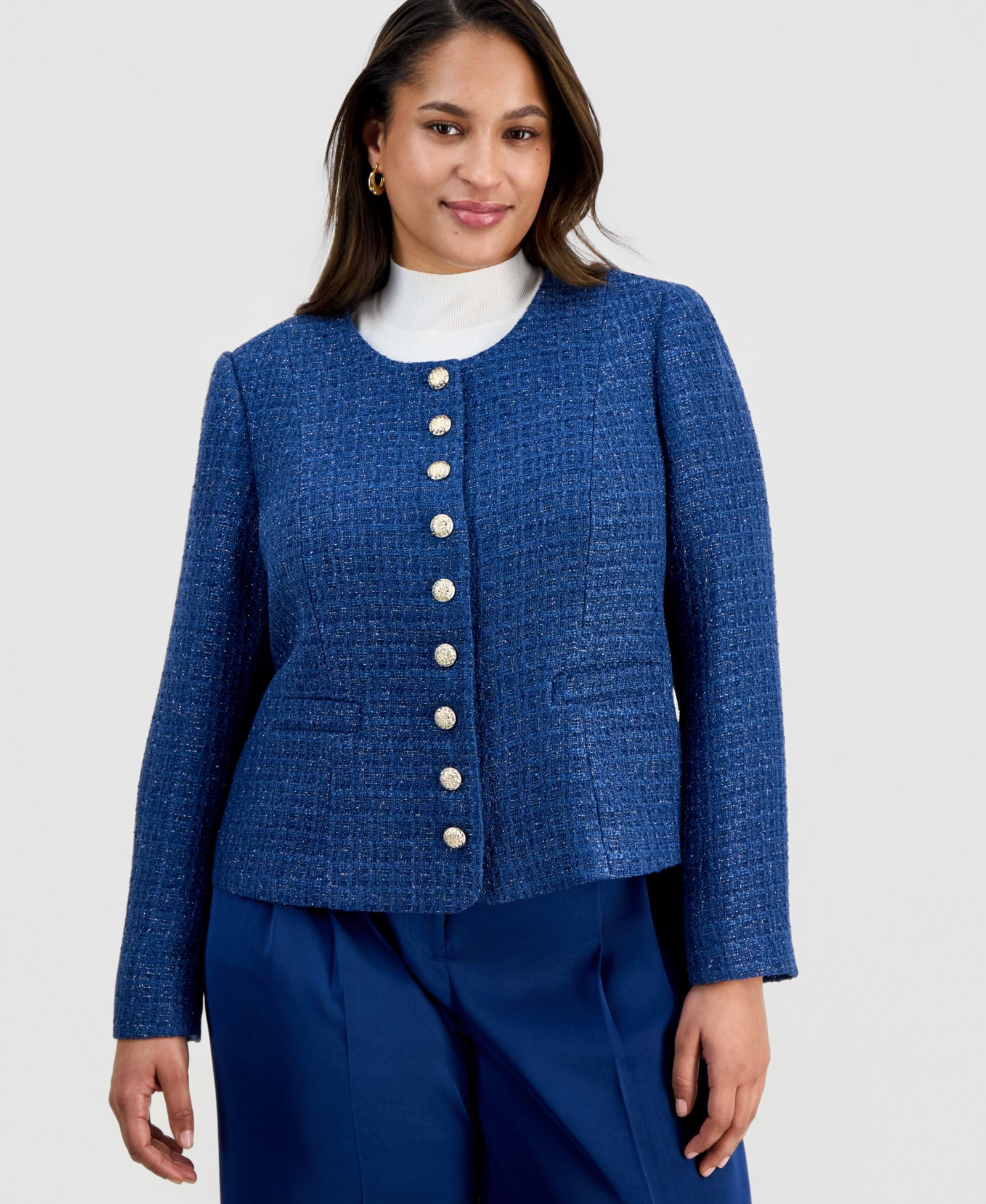 Tahari ASL куртка Tahari ASL Plus Button-Front Boucle