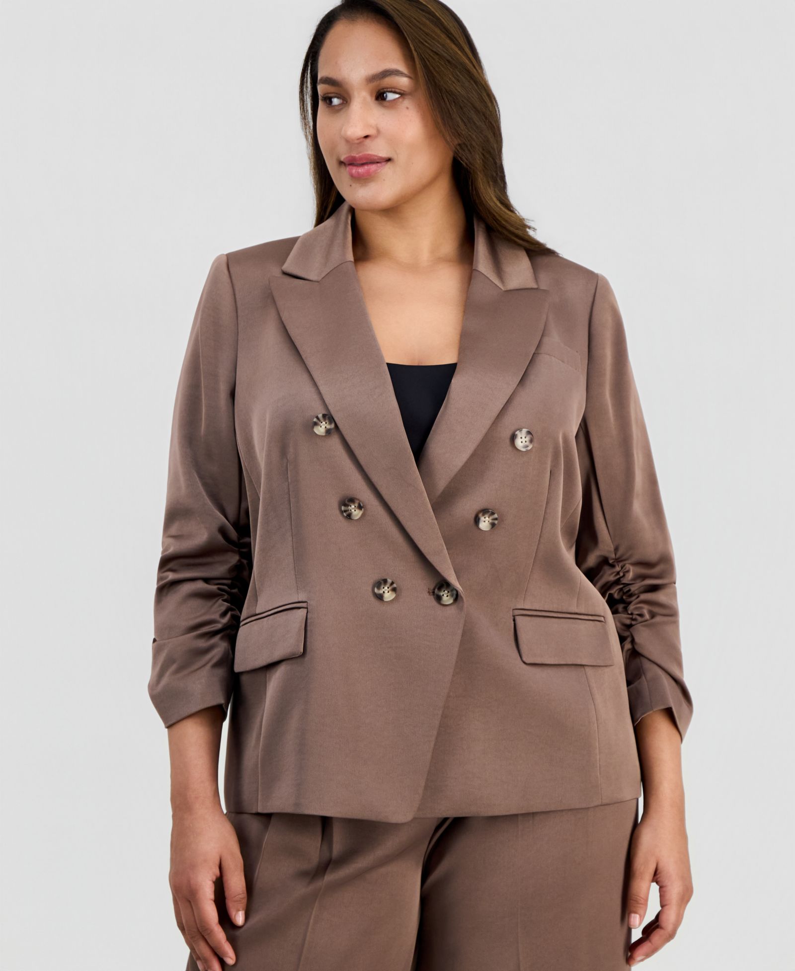 Tahari ASL Блейзер Plus Size Faux-Double-Breasted Satin