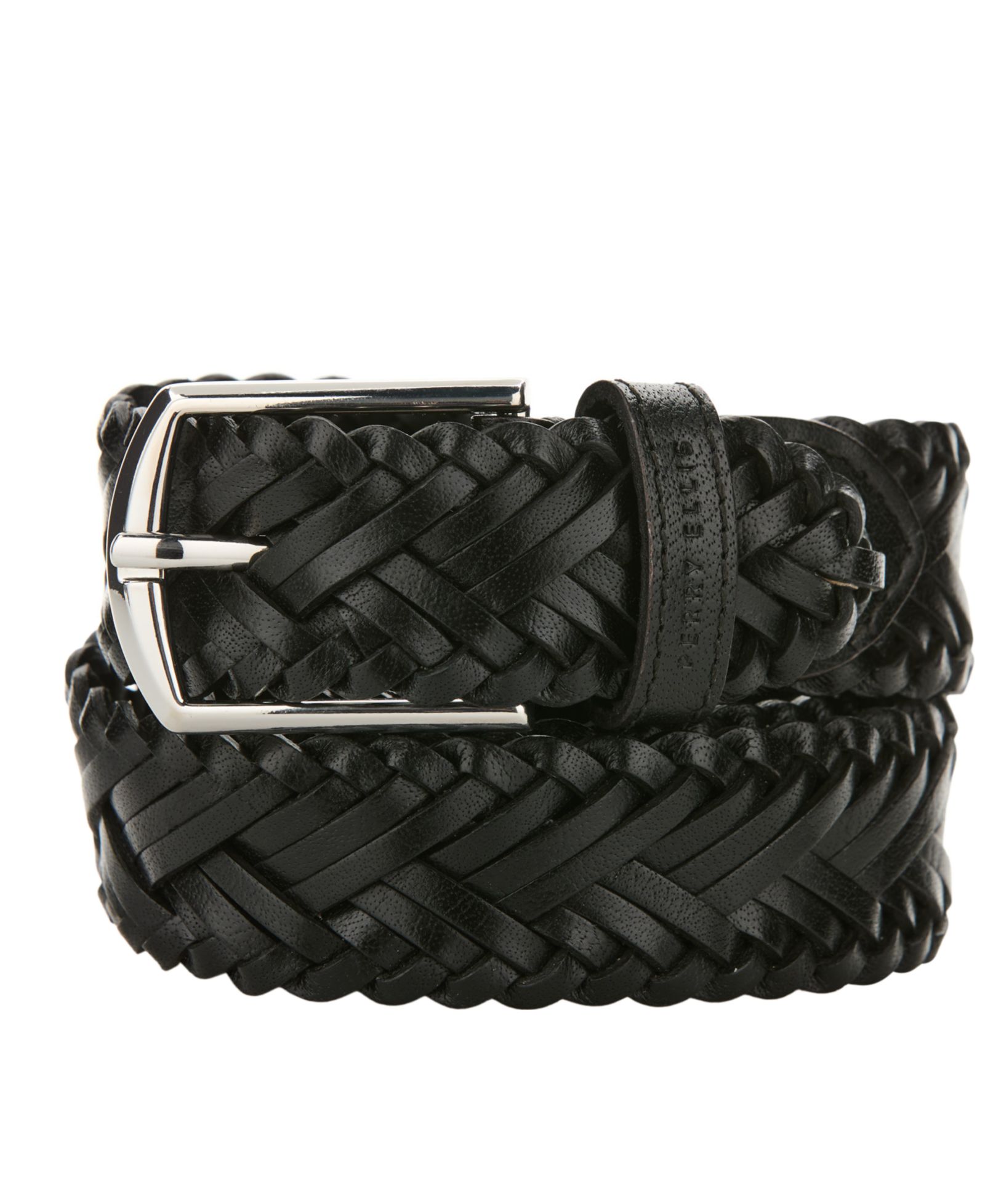 Perry Ellis Portfolio Men's Herringbone Braid Leather Belt