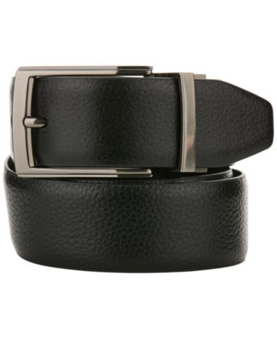 Perry Ellis Portfolio Men's Leather Bent Wire Buckle Belt