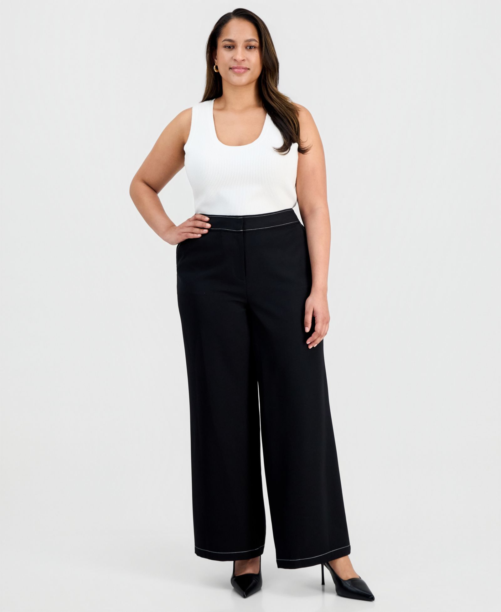 Tahari ASL Plus брюки Tahari ASL Plus Size Mid-Rise Wide-Leg