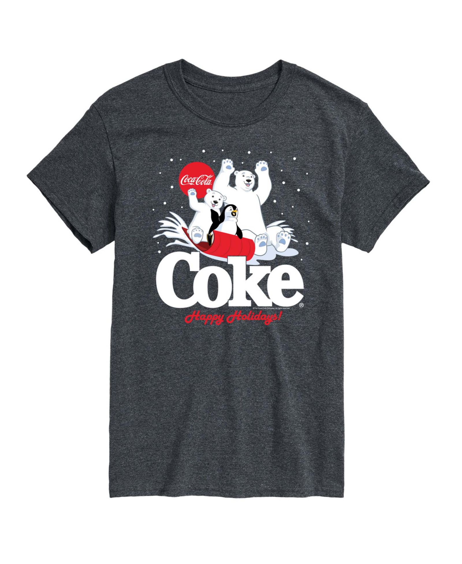 AIRWAVES Men's Coca-Cola Happy Holidays Sledding Short-Sleeve Graphic T-Shirt