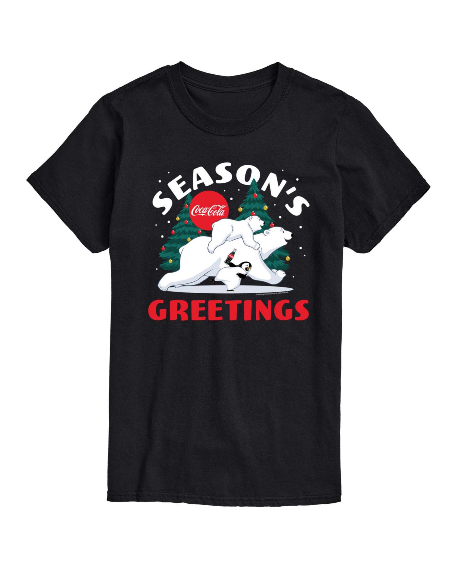 AIRWAVES Men's Coca-Cola Seasons Greetings Polar Bears Short-Sleeve Graphic T-Shirt