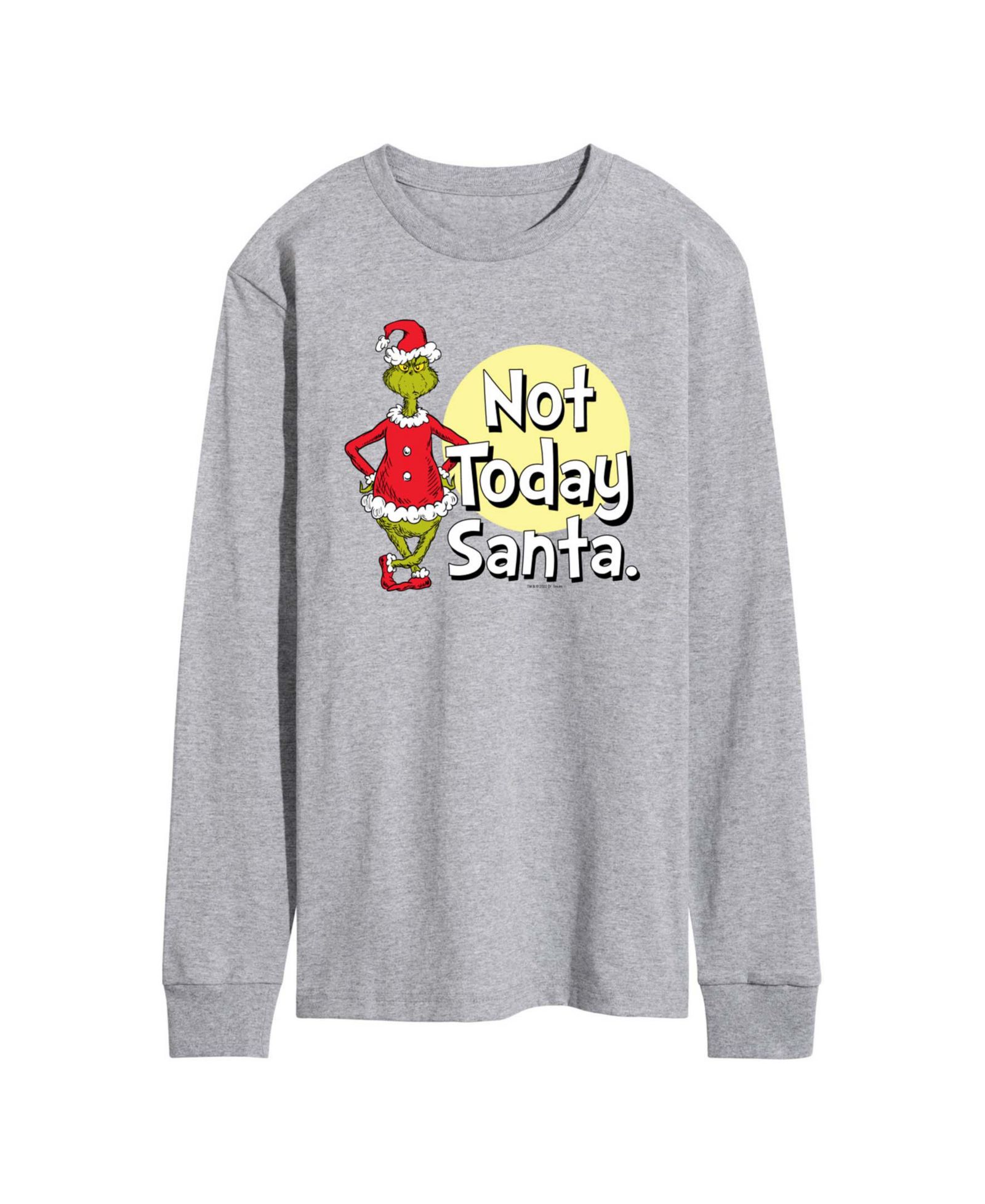 AIRWAVES Men's The Grinch Not Today Santa Long-Sleeve Graphic T-Shirt