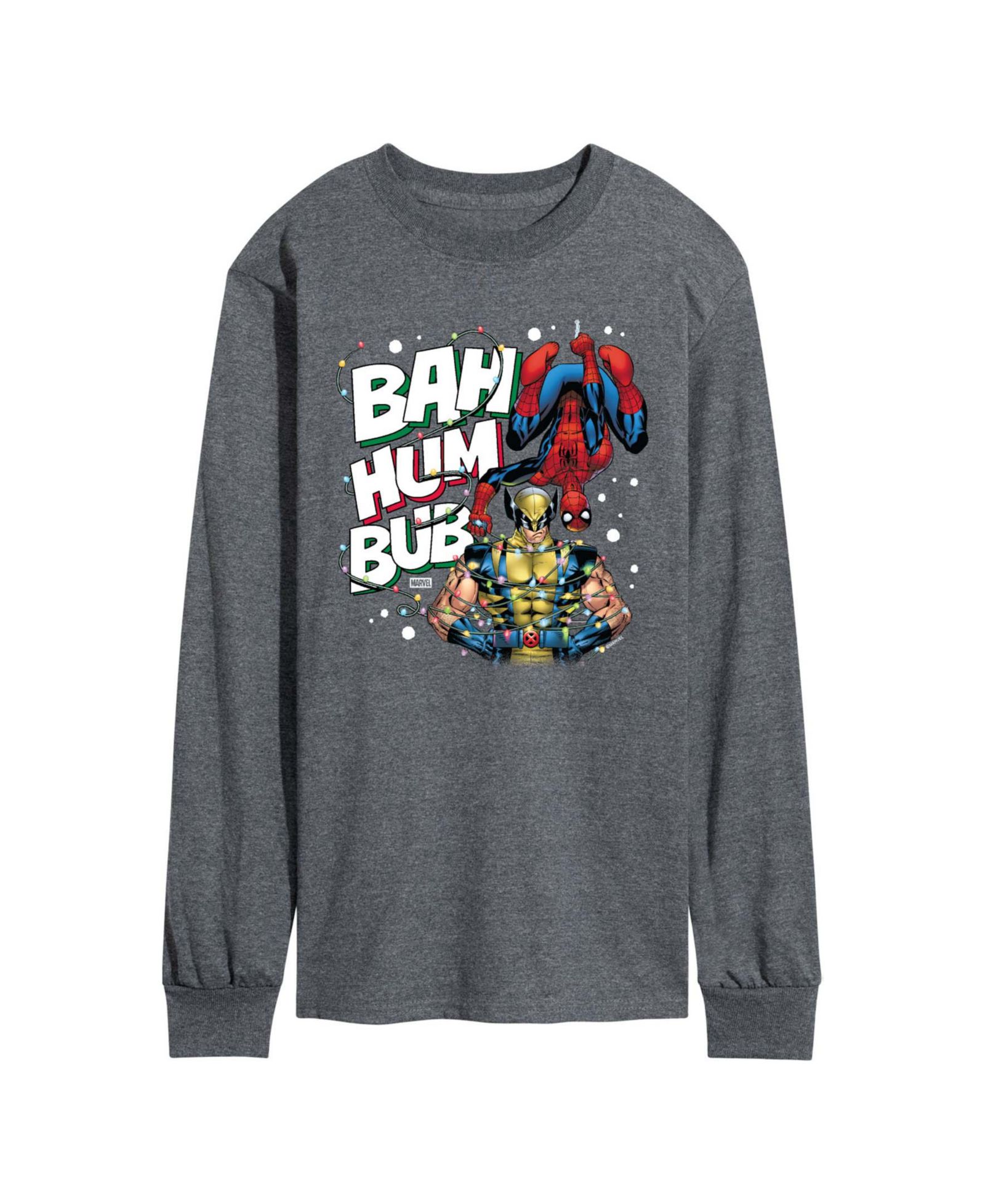 Футболка AIRWAVES Men's Marvel Bah Hum Bub Wolverine and Spider-Man Graphic Long-Sleeve