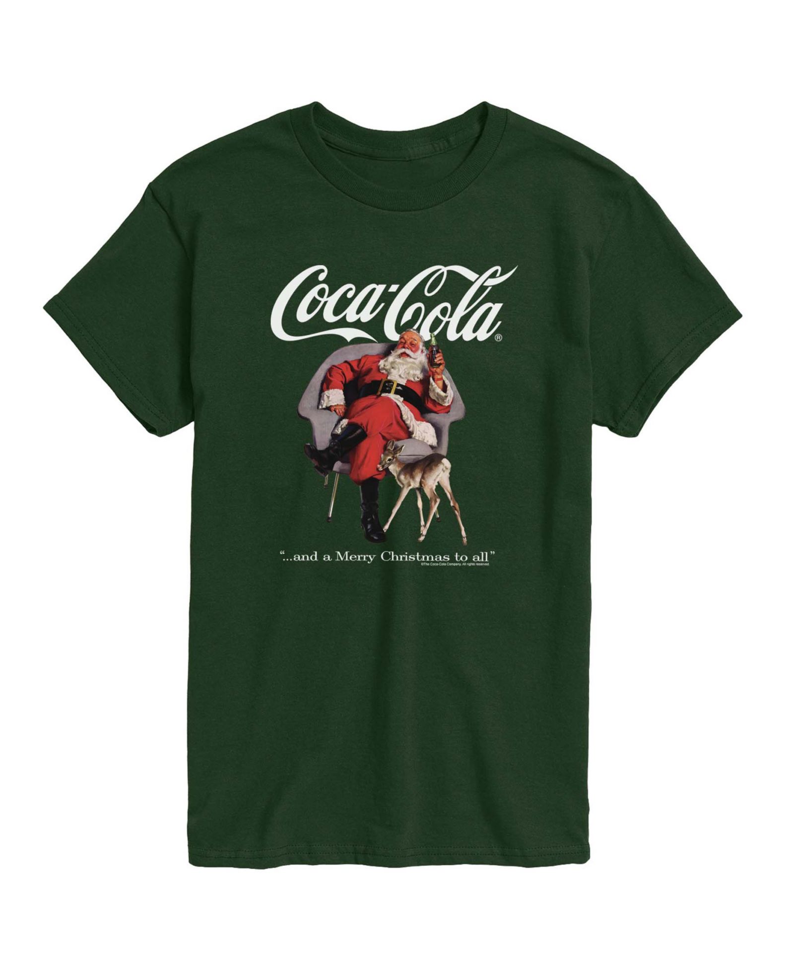 AIRWAVES Men's Coca-Cola Christmas Sants and Deer Short-Sleeve Graphic T-Shirt