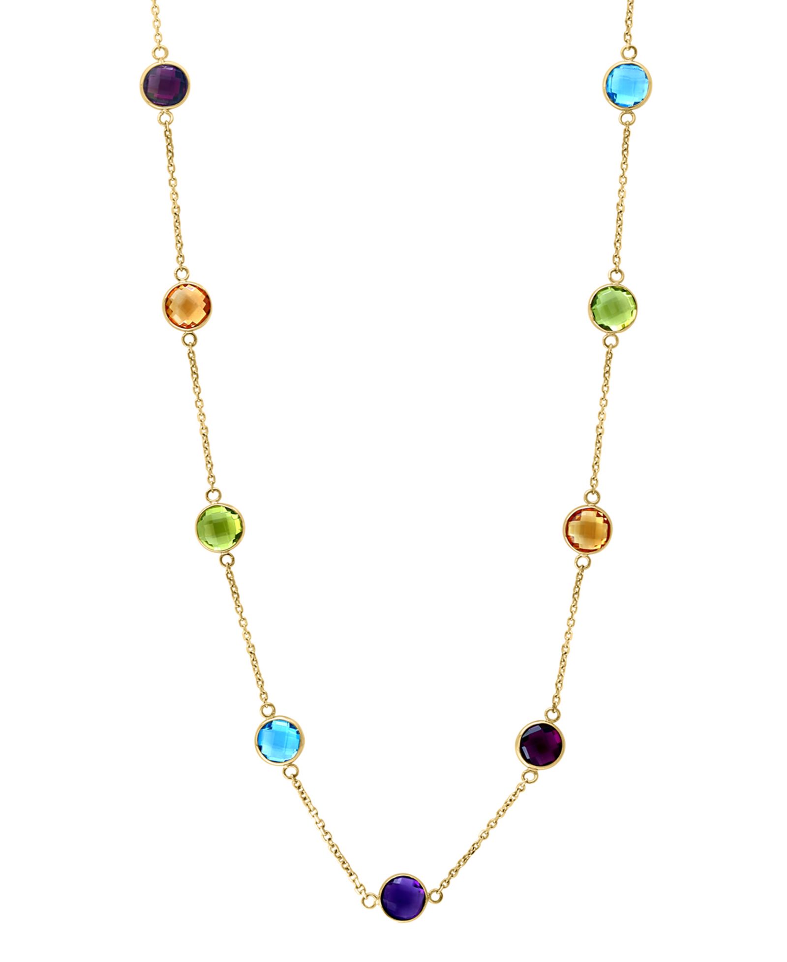 Ожерелье EFFY Collection с разноцветными драгоценными камнями (13.86 ct. t.w.) из желтого золота 14k