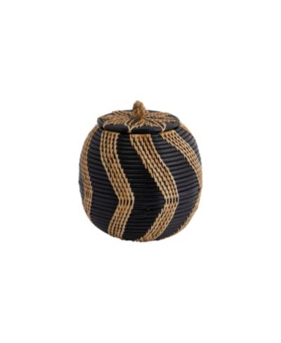 Storied Home Decorative Handwoven Rattan Storage Basket Storage with Lid