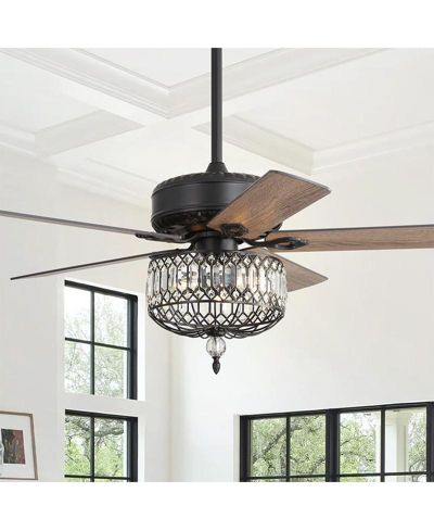 Потолочный светильник Sofucor 52-inch Modern Country-Style Black 5-Blade с черковой отделкой, с пультом управления и таймером