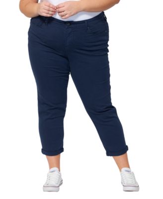 SLINK Jeans Women's Color Mid Rise Boyfriend rolled in 25.5" inseam Pant