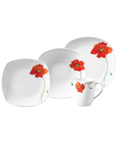 Tabletops Unlimited Poppy 16 Pc. Dinnerware Set, Service For 4