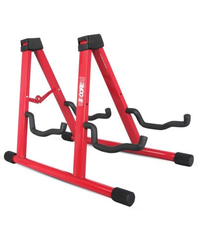 5 Core Double Guitar Stand Floor Adjustable A Frame Folding Acoustic Electric Guitars Holder Stands GSS 2N1 RED
