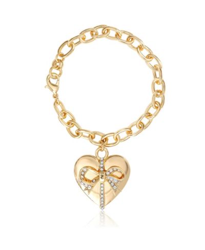 Браслет Juicy Couture Heart Bow Drop, Gold-Tone Pavé