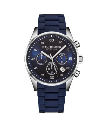 Stuhrling Velocity 4076 Chronograph Men s 43mm Quartz Watch - Multi-Function Dial, Krysterna Crystal, Silicone Strap, 50M WR