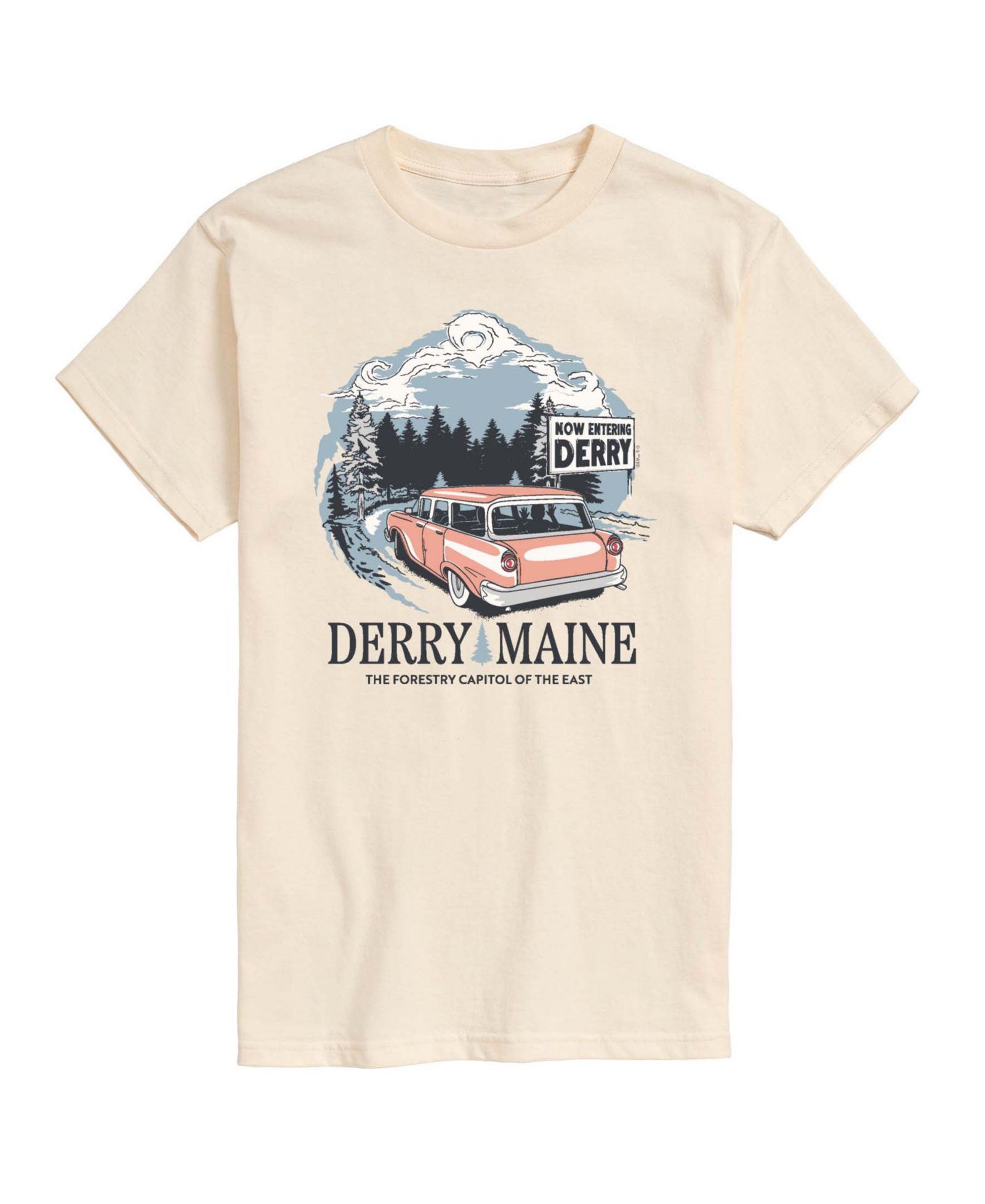 AIRWAVES Men's Welcome to Derry Destination Crewneck Graphic T-Shirt
