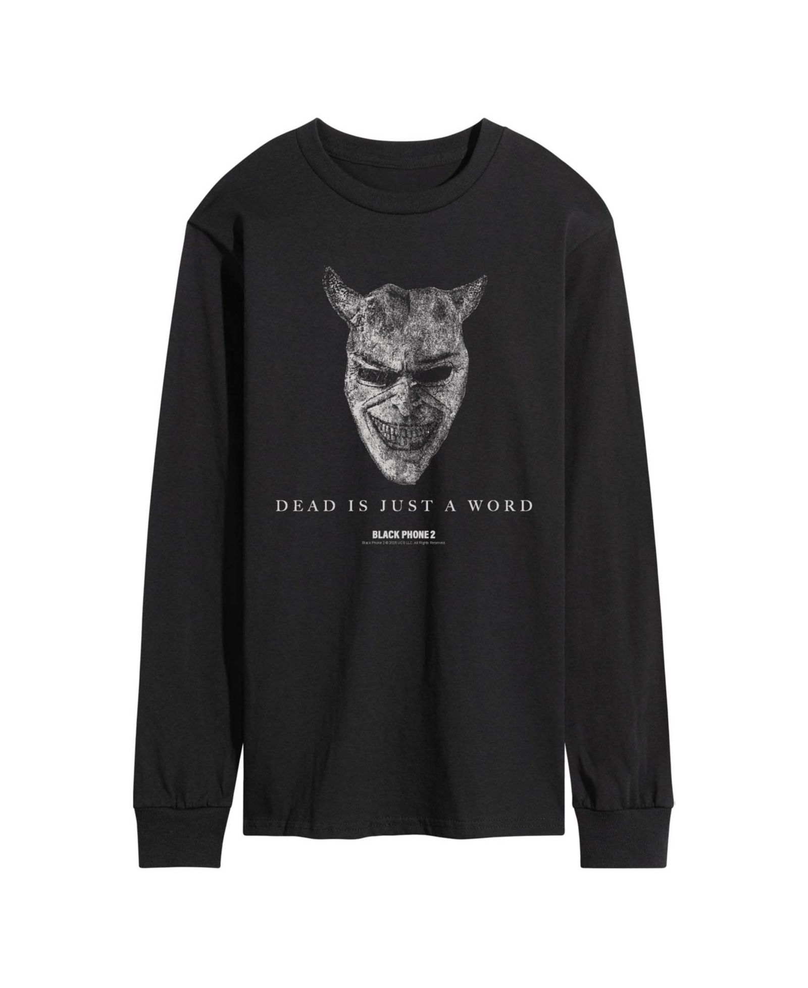 AIRWAVES Men's Black Phone 2 Dead Is Just A Word Long-Sleeve Graphic T-Shirt