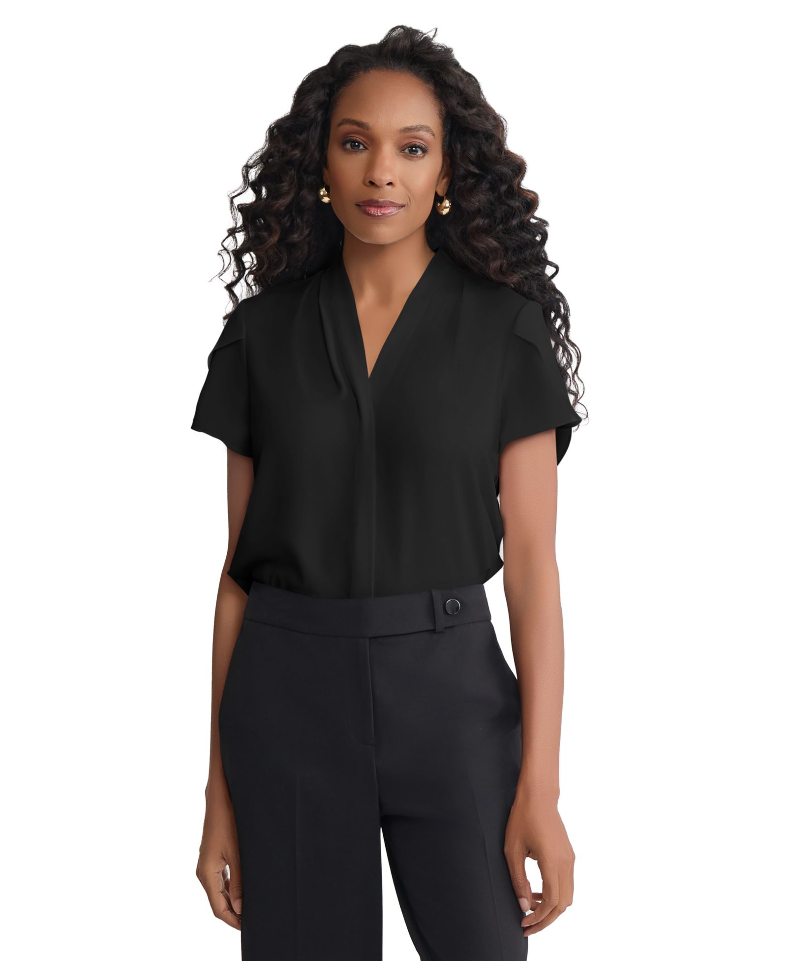 Блузка Jones New York Petite Petal-Sleeve