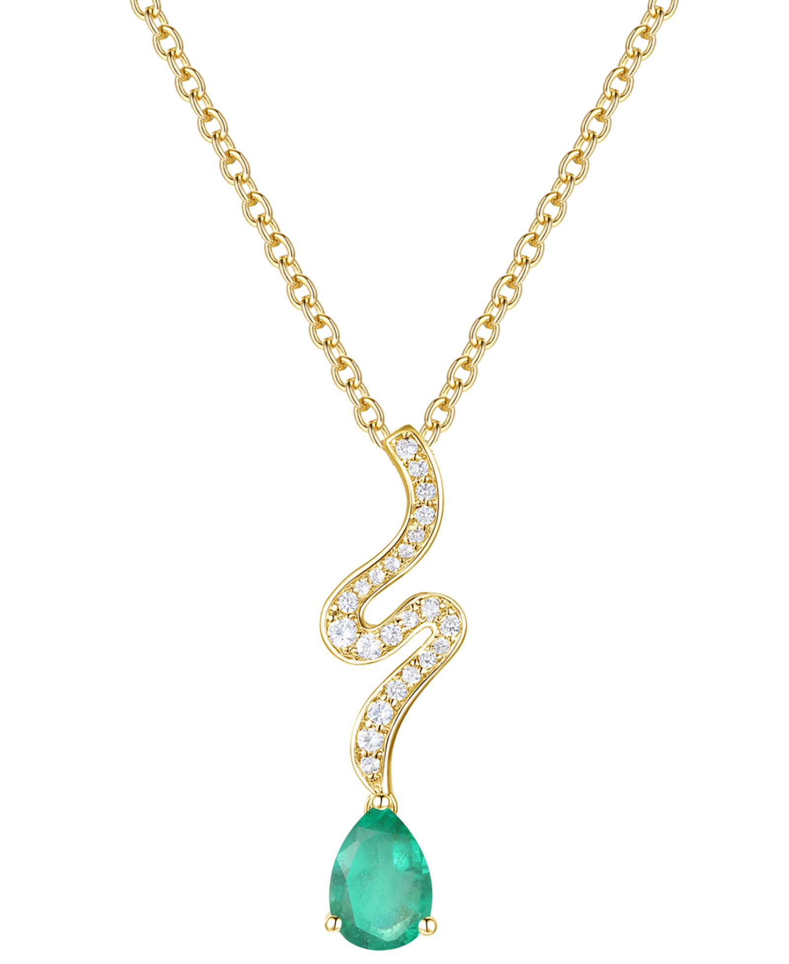 Подвеска-ожерелье Macy's Emerald & Diamond в желтом золоте 14k