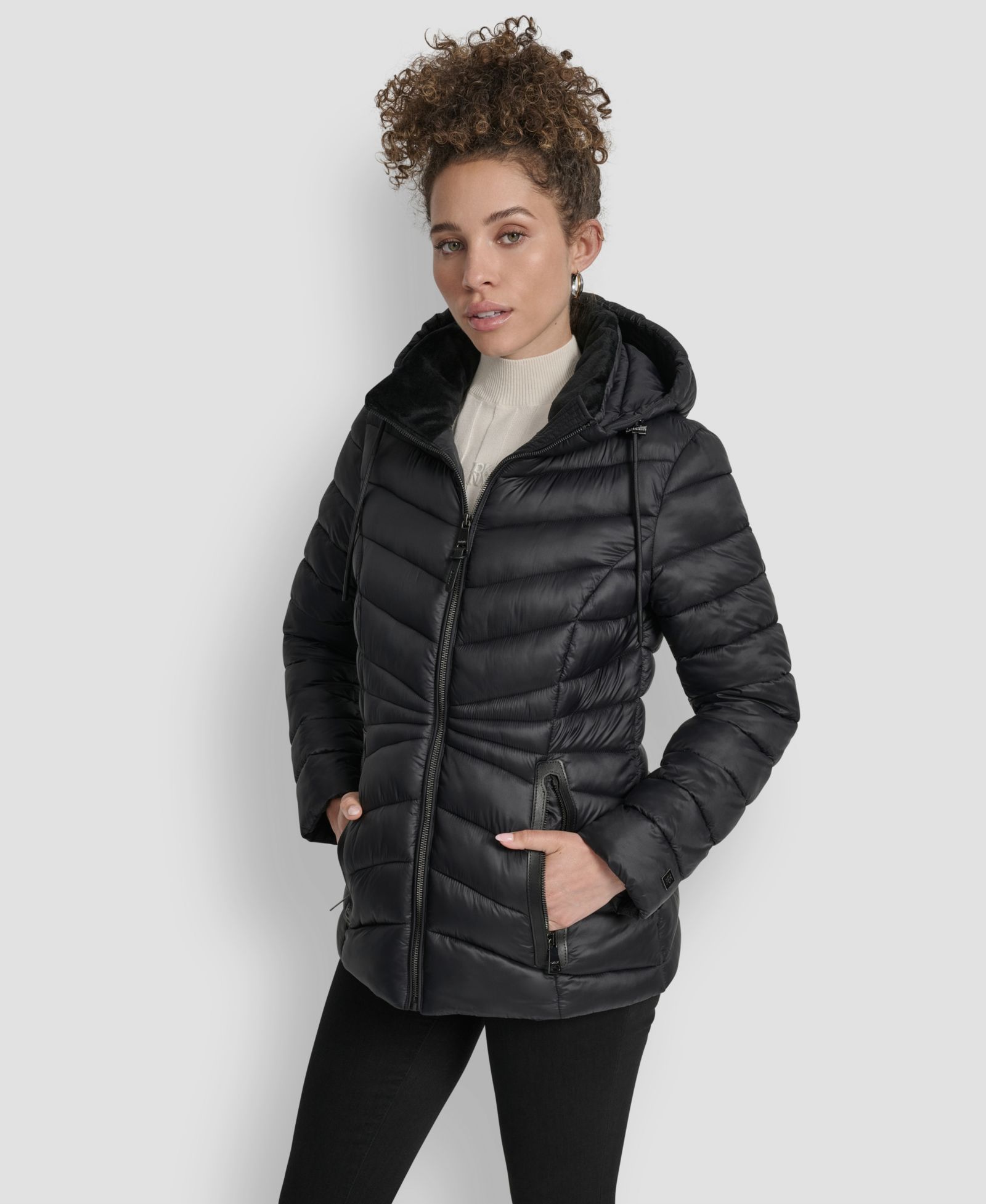 DKNY Women's Zipper-Front Coat