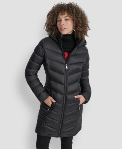 DKNY Women's Zip-Front Long Coat