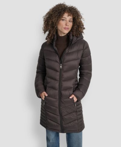 DKNY Women's Zip-Front Long Coat