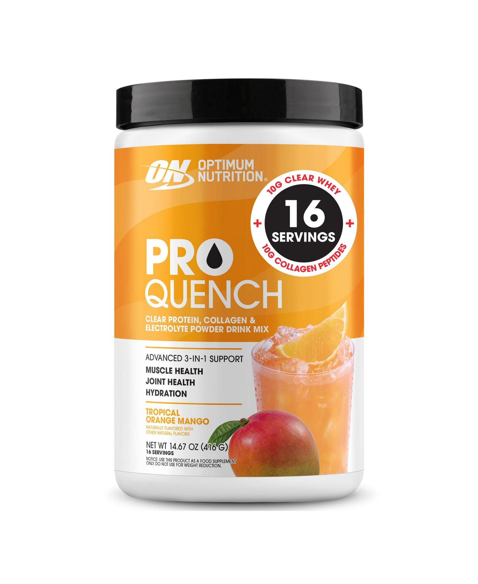 Optimum Nutrition протеиновый порошок Pro Quench Whey + Collagen, Tropical Orange Mango, 16 порций