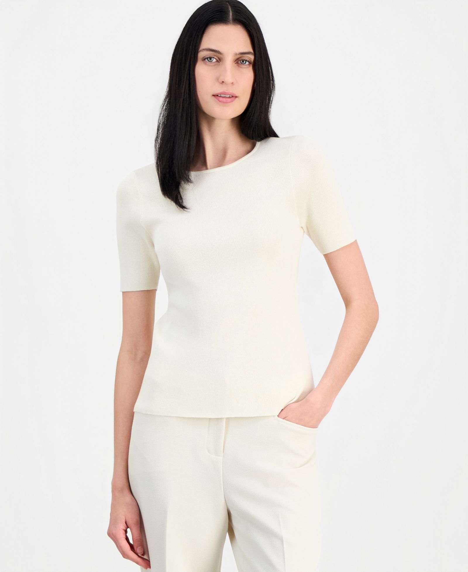 Женский трикотажный футболк-свитер Tahari ASL Short-Sleeve