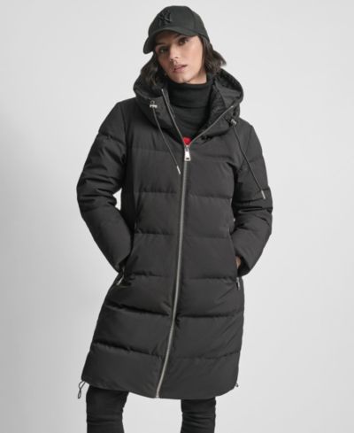 DKNY Women's Stand Collar Zipper Puffer Coat