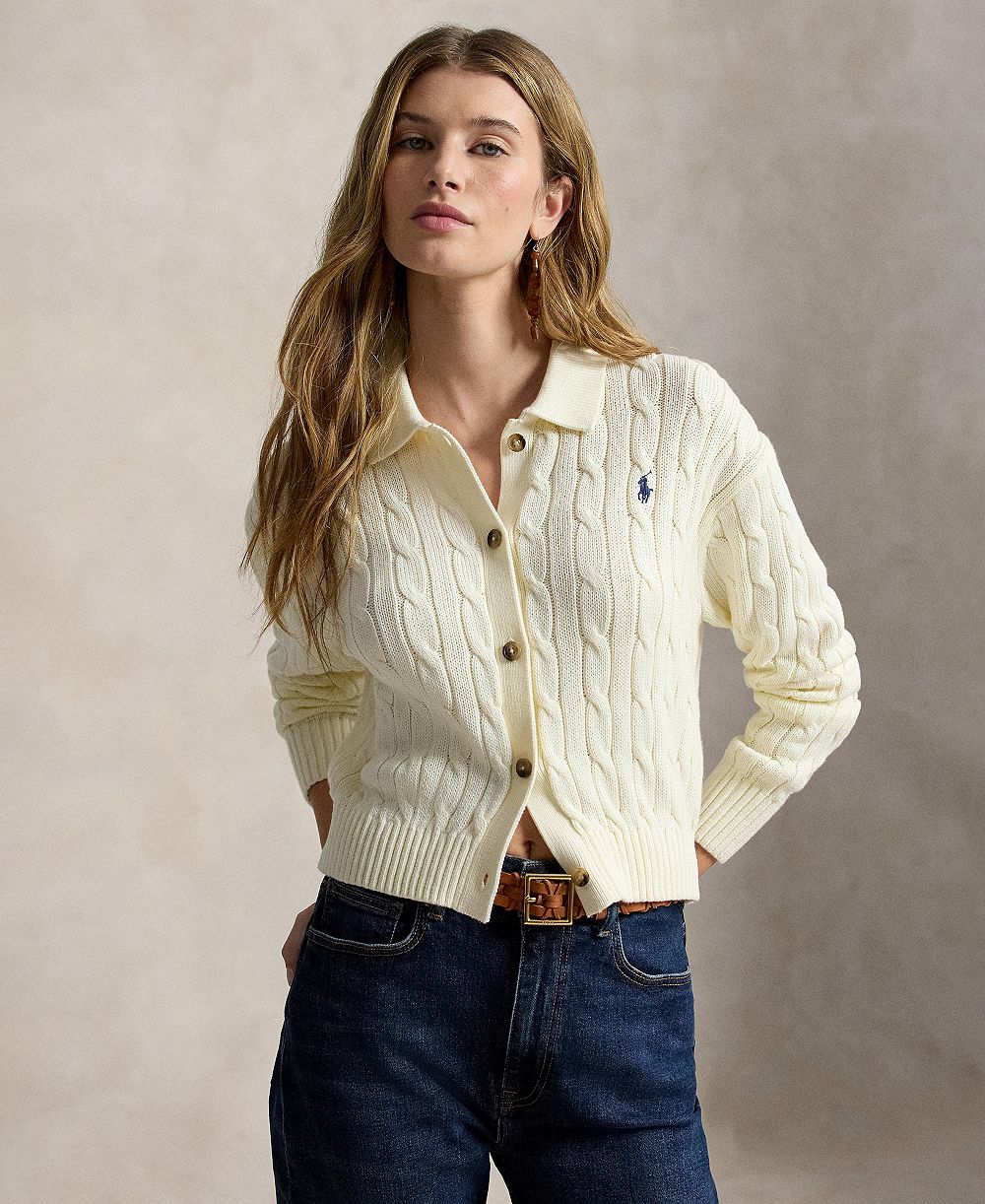 Polo Ralph Lauren Women's Polo Collar Long-Sleeve Cardigan